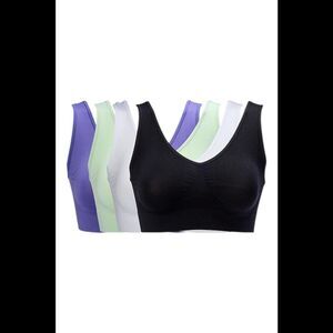 Rhonda Shear Women's 4pk Seamless Ahh Bra Black/White/Violet/Seafoam - Regular
